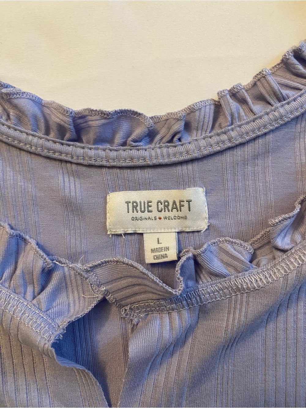 True Craft Lavender Ruffle-Edge Ribbed Sleeveless Top - Picture 2 of 3